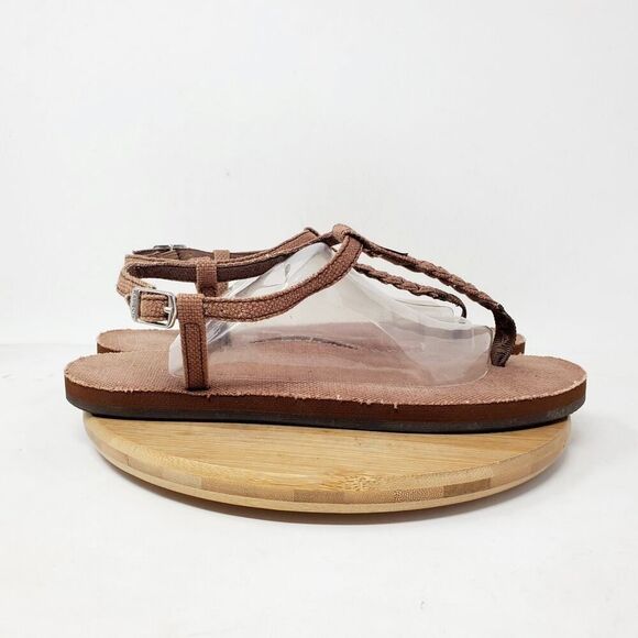 Rainbow T Street Sandals Womens 9 Hemp Thong Flip Flops Brown Shoes XL - Picture 7 of 14